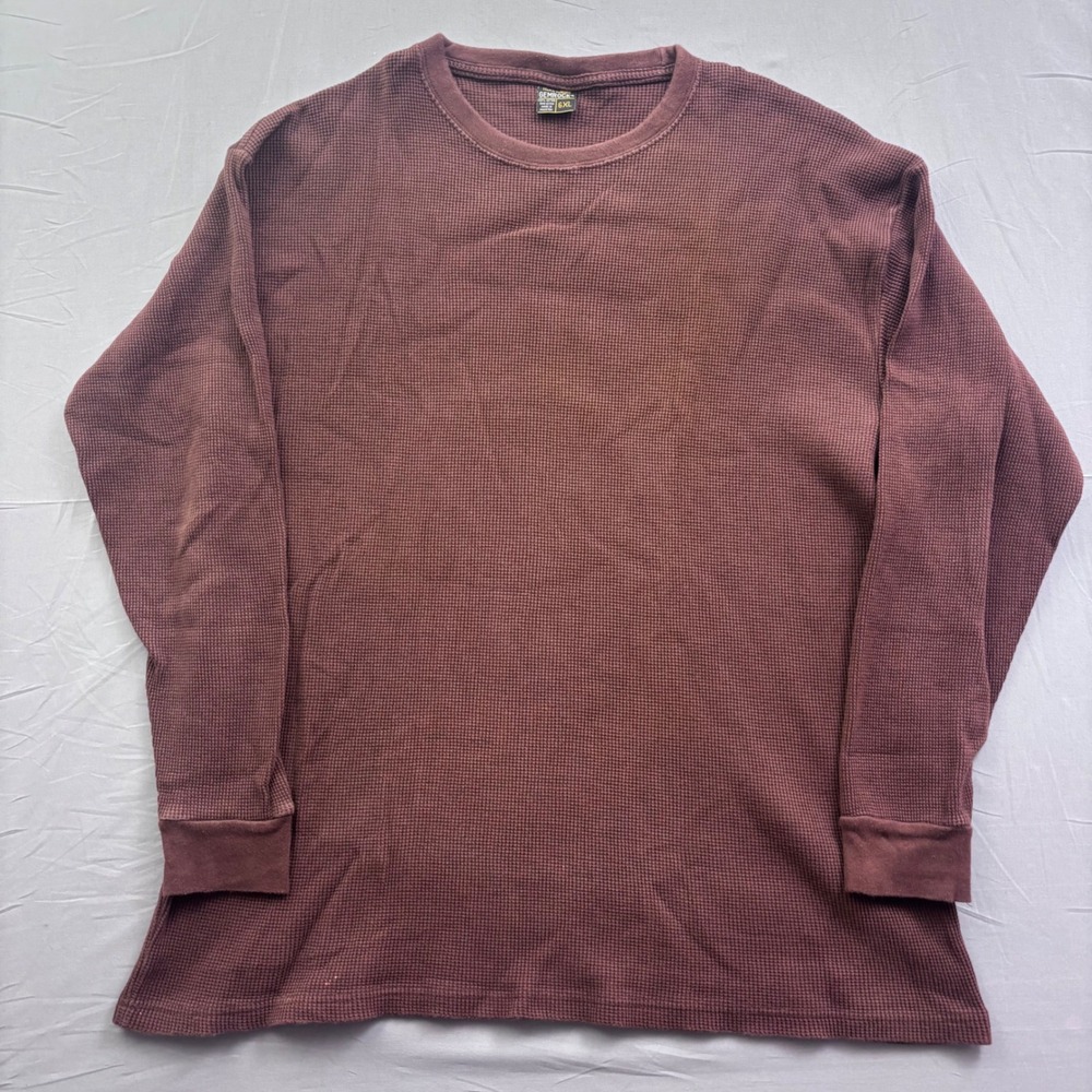 Gemrock Heavyweight Thermal Shirt Mens 6XL Brown Waffle Knit Long Sleeve Cotton